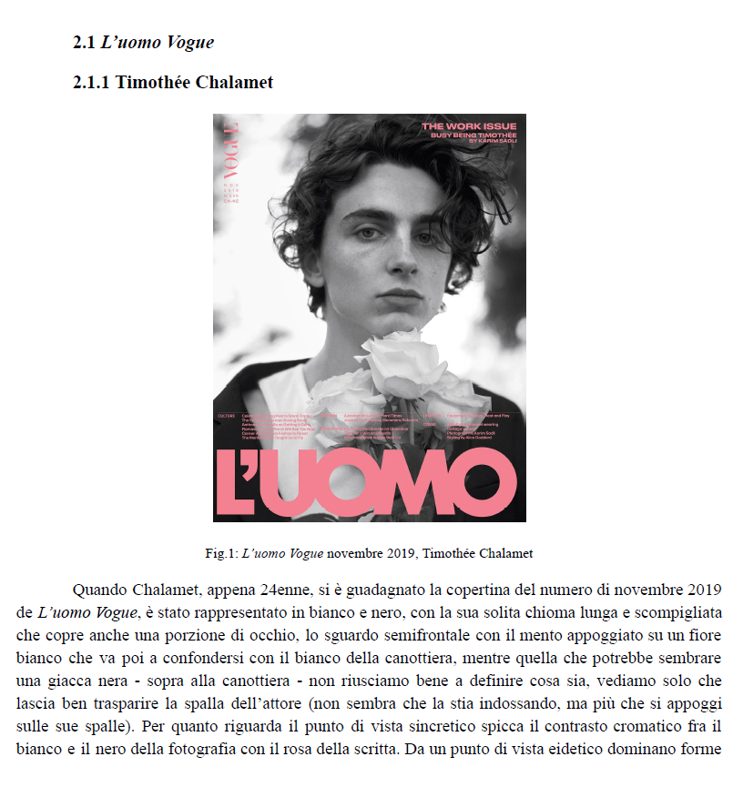 L’Uomo Vogue magazine cover featuring Timothée Chalamet