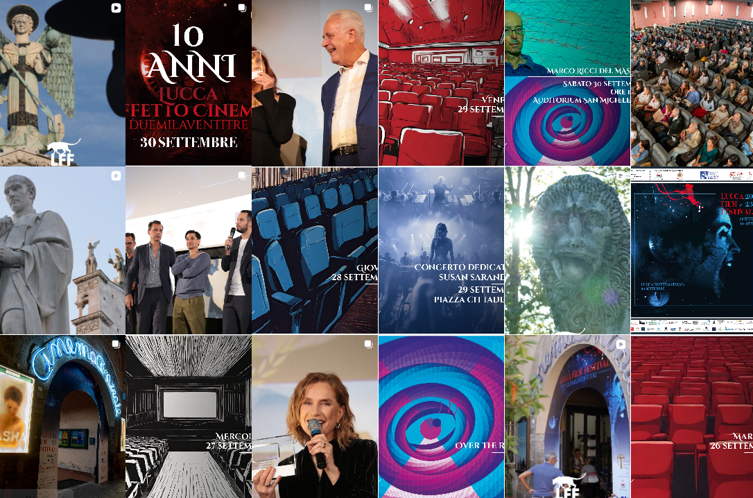 Overview of the Lucca Film Festival Instagram feed during the festival